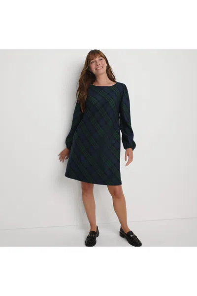 Lands' End Women's Brushed Flannel Scoop Neck Long Sleeve Above Knee Dress In Multi