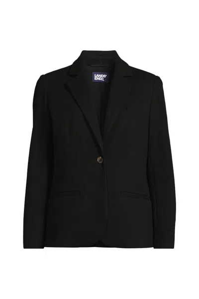 Lands' End Women's Brushed Ponte Traditional Blazer In Black