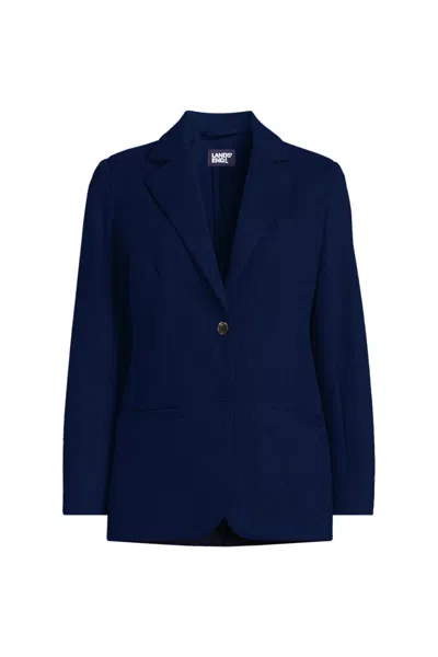 Lands' End Women's Brushed Ponte Traditional Blazer In Blue