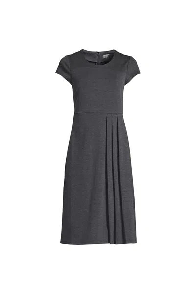 Lands' End Women's Cap Sleeve Box Pleat Ponte Dress In Multi