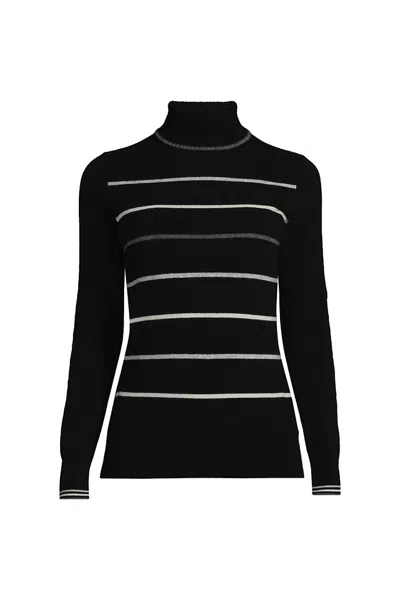 Lands' End Cashmere Turtleneck Sweater In Black