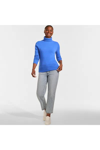 Lands' End Women's Cashmere Turtleneck Sweater In Blue