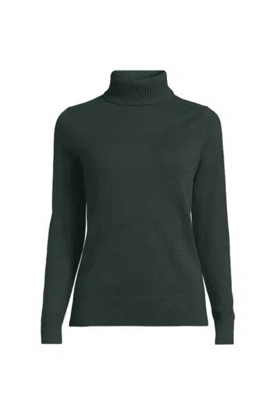 Lands' End Women's Cashmere Turtleneck Sweater In Green