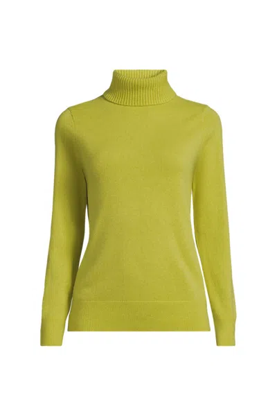 Lands' End Cashmere Turtleneck Sweater In Green