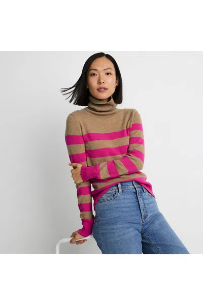 Lands' End Women's Cashmere Turtleneck Sweater In Multi