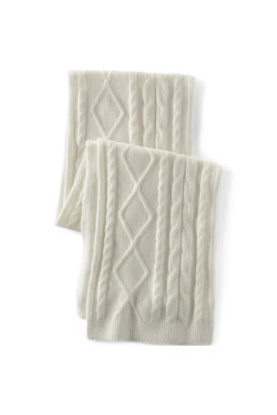 Lands' End Women's Cashtouch Cable Knit Scarf In White