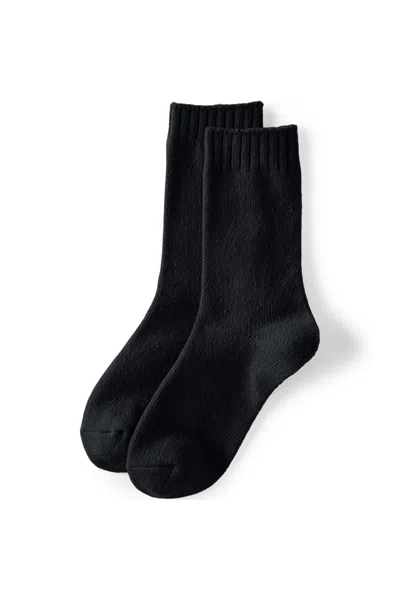 Lands' End Women's Cashtouch Crew Socks In Black