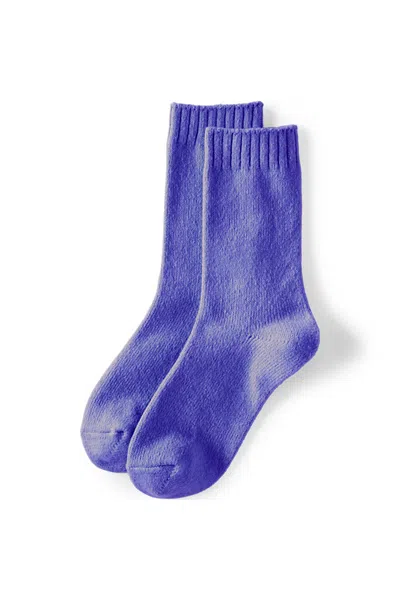 Lands' End Women's Cashtouch Crew Socks In Blue