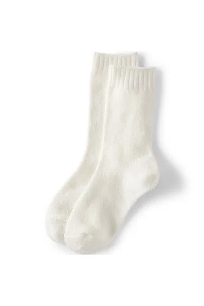Lands' End Women's Cashtouch Crew Socks In White