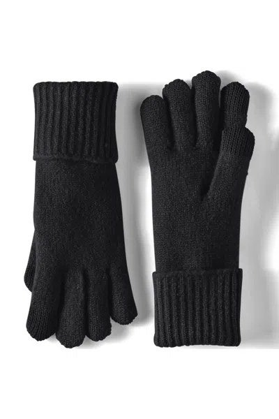 Lands' End Women's Cashtouch Knit Gloves In Black