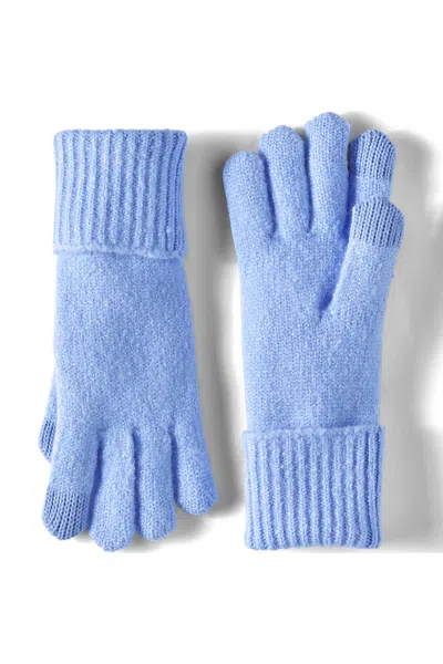 Lands' End Women's Cashtouch Knit Gloves In Blue