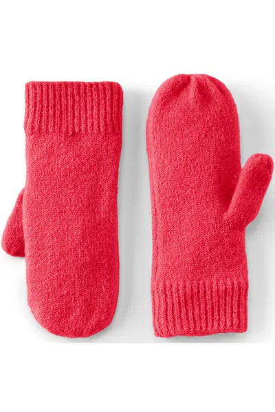 Lands' End Women's Cashtouch Knit Mittens In Pink