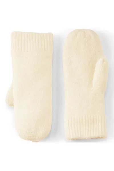 Lands' End Women's Cashtouch Knit Mittens In White