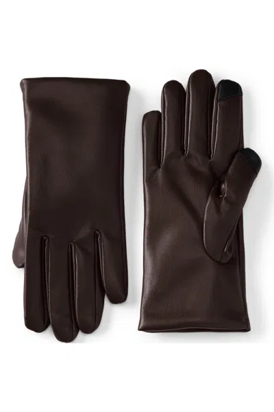 Lands' End Women's Cashtouch Lined Faux Leather Glove In Orange