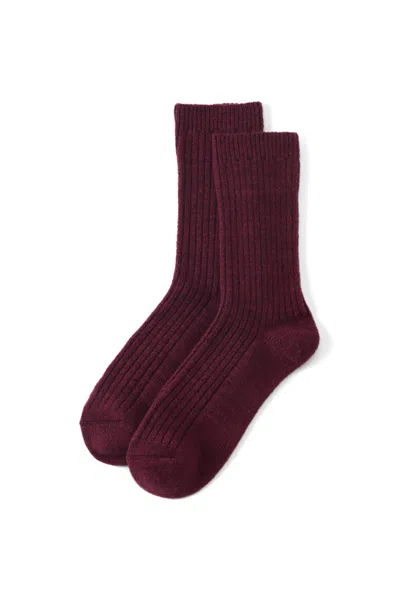 Lands' End Women's Cashtouch Rib Crew Socks In Red