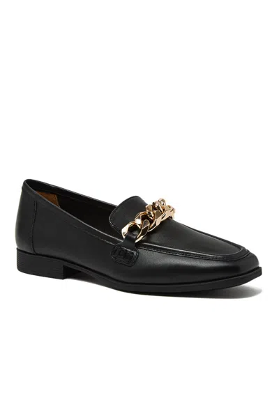 Lands' End Women's Chain Leather Loafers In Black