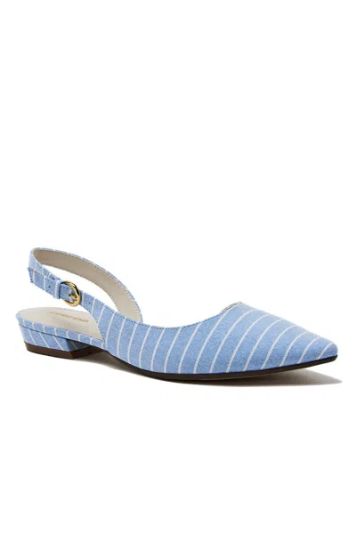 Lands' End Women's Chambray Slingback Low Heels In Blue