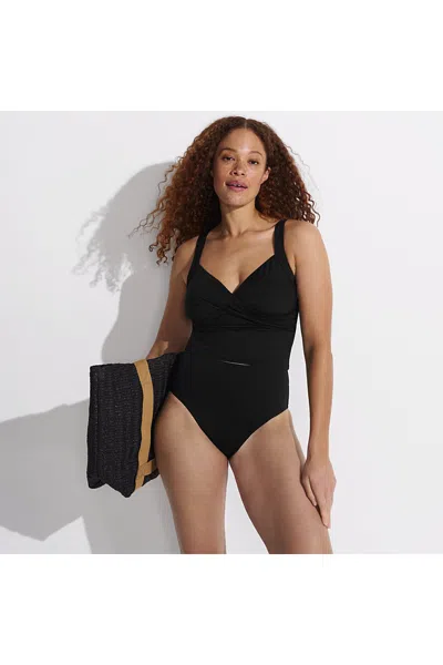 Lands' End Women's Cheeky High Waisted Bikini Bottoms In Black
