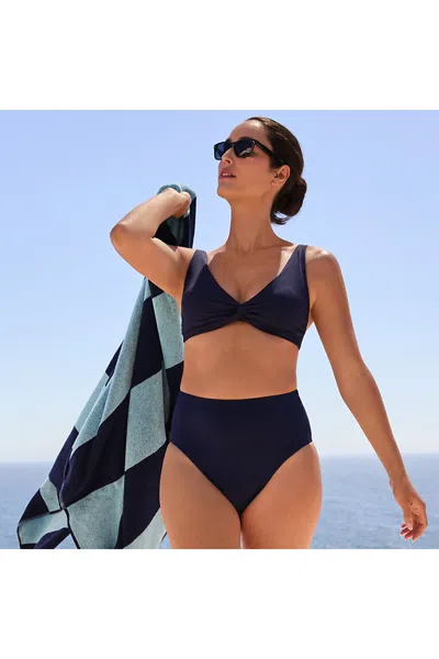 Lands' End Women's Cheeky High Waisted Bikini Bottoms In Blue