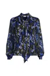Lands' End Chiffon Removable Tie Neck Blouse In Multi