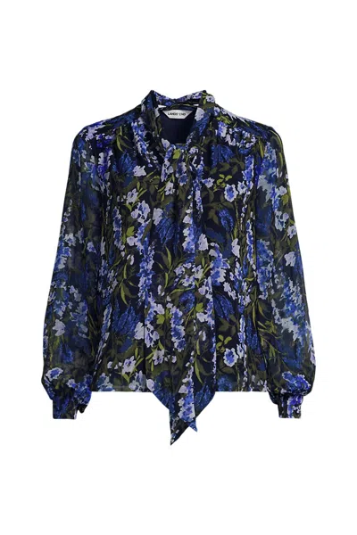 Lands' End Chiffon Removable Tie Neck Blouse In Multi