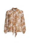 Lands' End Chiffon Removable Tie Neck Blouse In Multi
