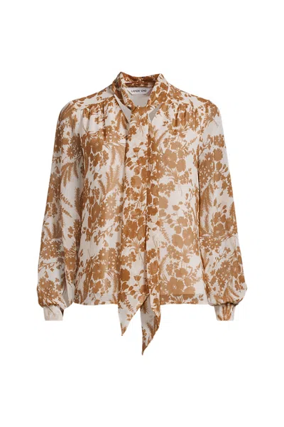 Lands' End Chiffon Removable Tie Neck Blouse In Multi