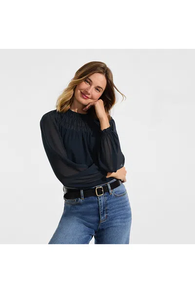 Lands' End Women's Chiffon Scoop Neck Blouse In Multi