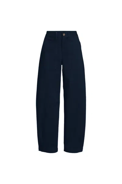 Lands' End Women's Chino High Rise Barrel Leg Utility Ankle Pants In Blue