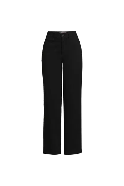Lands' End Women's Chino High Rise Rail Straight Leg Pants In Black