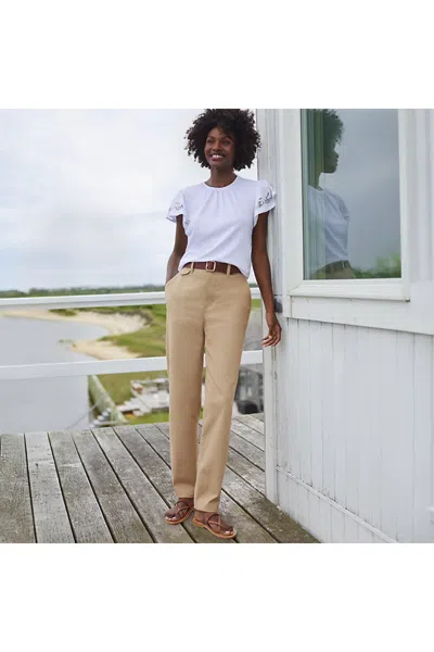 Lands' End Women's Chino High Rise Rail Straight Leg Pants In Metallic