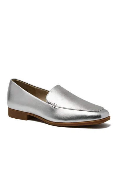 Lands' End Women's Classic Leather Loafers In Silver
