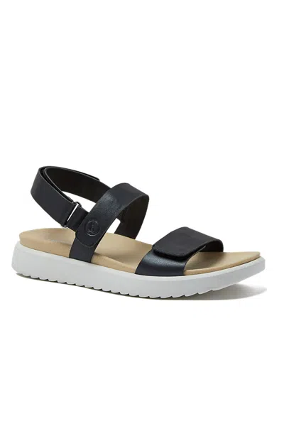 Lands' End Women's Comfort Adjustable Leather Sandals In Black