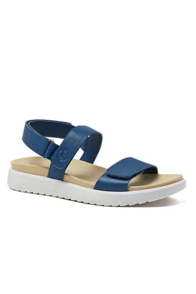 Lands' End Women's Comfort Adjustable Leather Sandals In Blue