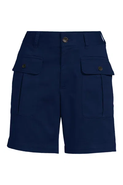 Lands' End Women's Cool Fade High Rise 7" Cargo Shorts In Blue