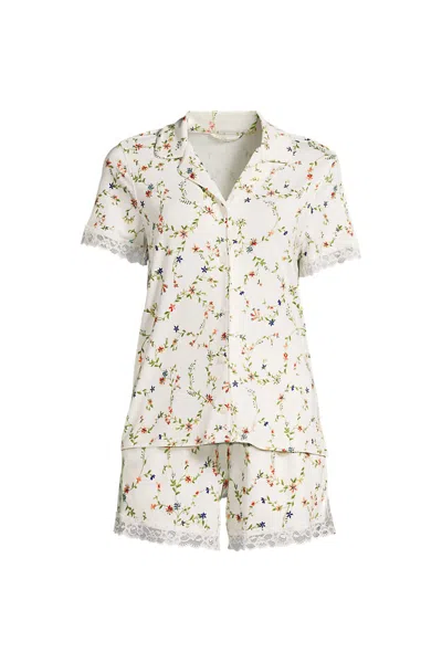 Lands' End Women's Cooling 2 Piece Pajama Set - Short Sleeve Top And Shorts In Multi