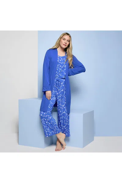Lands' End Women's Cooling 3 Piece Pajama Set - Tank Crop And Robe In Multi