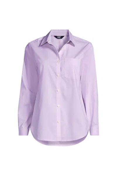 Lands' End Women's Cooling Button Front Shirt In Purple