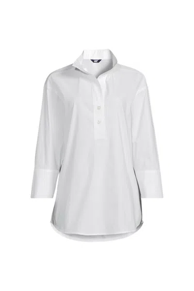 Lands' End Women's Cooling Popover Oversized Tunic In White