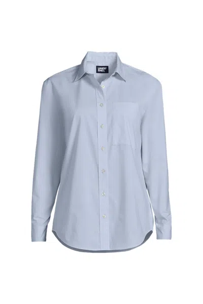 Lands' End Women's Coolmax Long Sleeve Essential Shirt In Blue