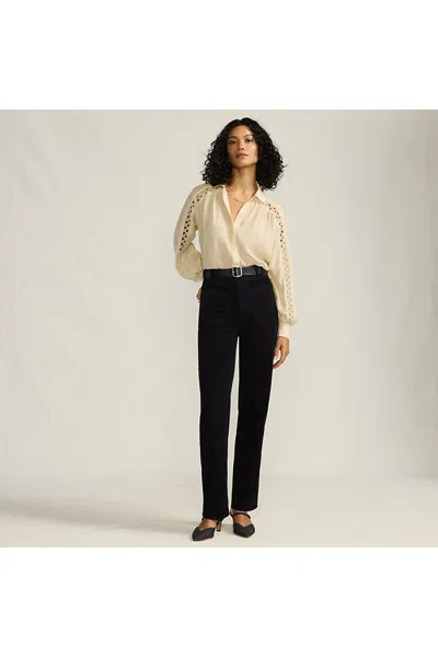 Lands' End Women's Corduroy High Rise Rail Straight Leg Pants In Black