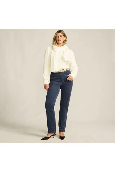 Lands' End Women's Corduroy High Rise Rail Straight Leg Pants In Blue