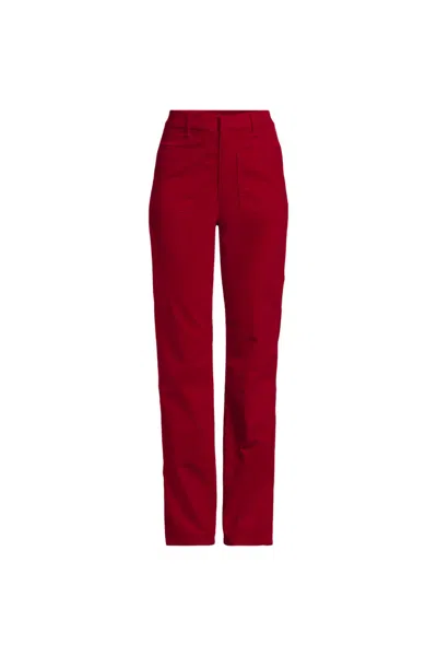 Lands' End Women's Corduroy High Rise Rail Straight Leg Pants In Red