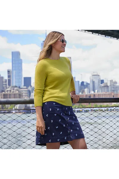 Lands' End Women's Corduroy Mid Rise Button Through Above The Knee Skirt In Blue