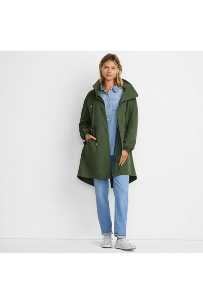 Lands' End Women's Cotton Drapey Coat In Green