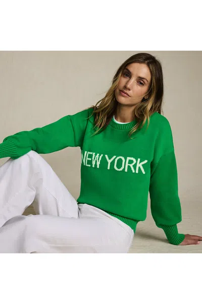 Lands' End Women's Cotton Drifter Novelty Jacquard Crew Neck Sweater In Green