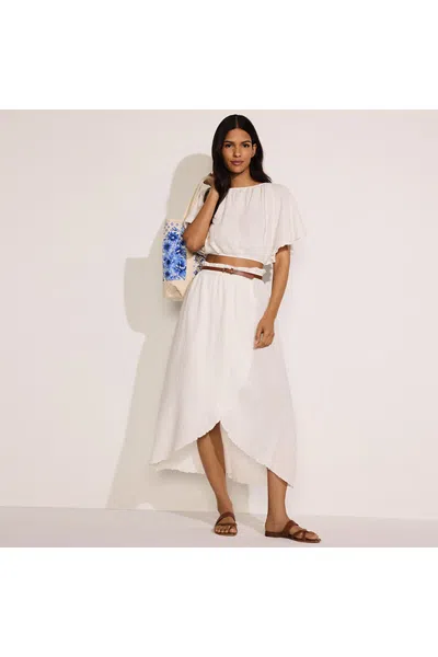 Lands' End Women's Cotton Gauze Maxi Swim Cover-up Skirt In White