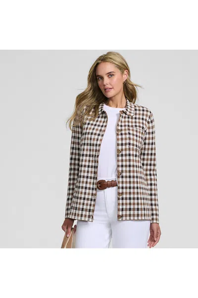 Lands' End Women's Cotton Jacquard Barn Jacket Sweater In Multi