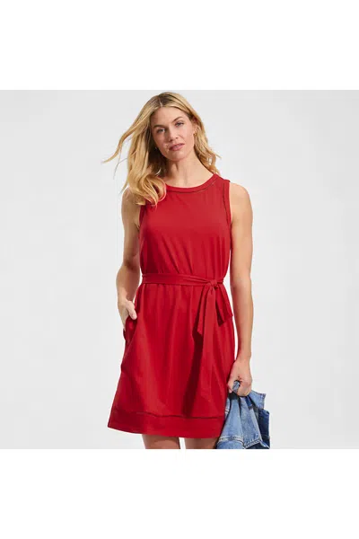 Lands' End Cotton Jersey Crew Neck Sleeveless Shift Dress In Red