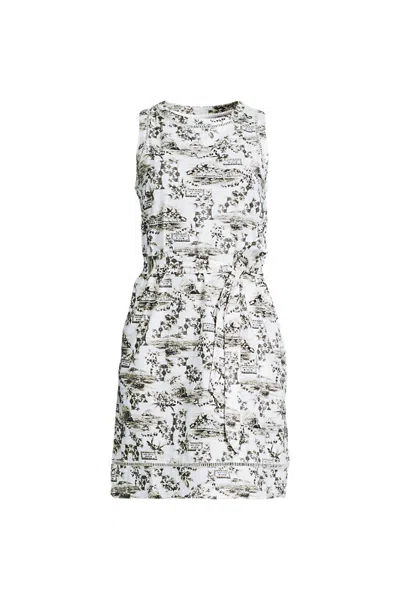 Lands' End Cotton Jersey Crew Neck Sleeveless Shift Dress In Multi
